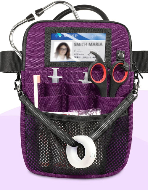 Load image into Gallery viewer, Nurse Fanny Pack with Tape Holder,  Multi Compartment Medical Gear Pocket Belt Bag Nursing Organizer Pouch | Utility Waist Pack for Stethoscopes, Bandage Scissors Other Medical Supplies, Purple
