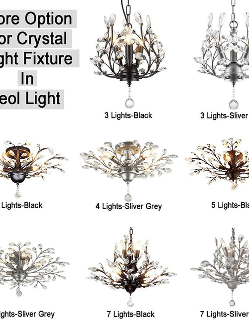 Load image into Gallery viewer, -Light Vintage Crystal Branches Chandeliers Black Ceiling Light Flush Mounted Fixture with 4 Light 160W 24.5&quot; Dia
