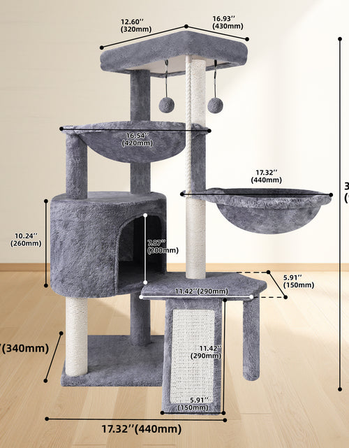 Load image into Gallery viewer, Cat Tree Cat Tower with Cat Scratching Posts,Activity Centre Climbing Tree Cat Furniture with Cat Condo and Two Hammocks,Beige
