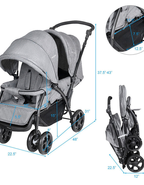 Load image into Gallery viewer, Foldable Lightweight Front Back Seats Double Baby Stroller
