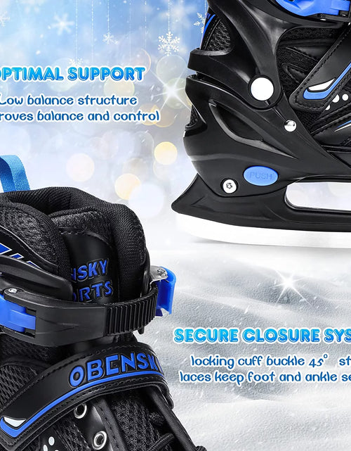 Load image into Gallery viewer, Adjustable Ice Skates - Kids Ice Skates for Beginners, Girls and Boys - Soft Padding and Reinforced Ankle Support - Fun Ice Hockey Lace-Up Skates for Outdoor and Rink
