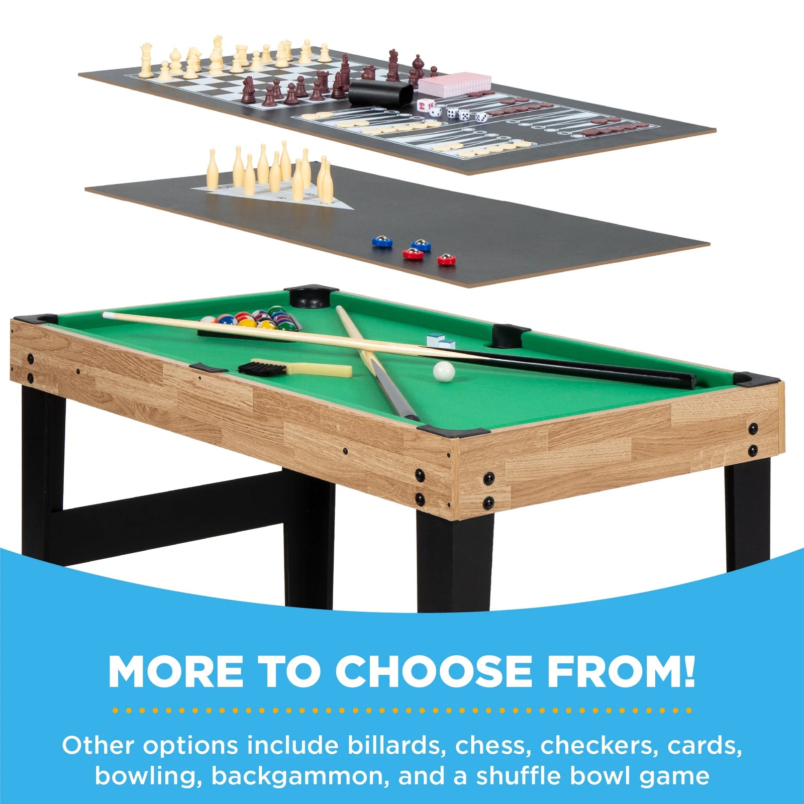 2X4Ft 10-In-1 Combo Game Table Set W/ Hockey, Foosball, Pool, Shuffleboard, Ping Pong - Walnut