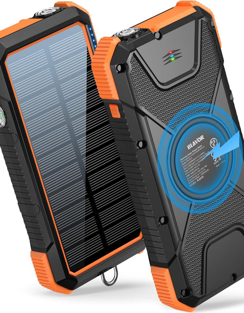 Load image into Gallery viewer, Solar Power Bank, 𝗣𝗗𝟭𝟴𝗪 𝐐𝐂𝟑.𝟎 Fast Charging 10W Wireless Charger 20000Mah Solar Powered Powerbank with Type C Input/Output, IPX5 Waterproof, Camping Flashlight, Compass, Carabiner
