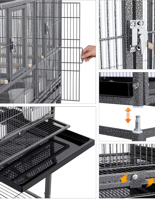 Load image into Gallery viewer, 41.5&quot; Stackable Divided Breeder Breeding Parakeet Bird Cage for Canaries Cockatiels Lovebirds Finches Budgies Small Parrots with Rolling Stand, Black
