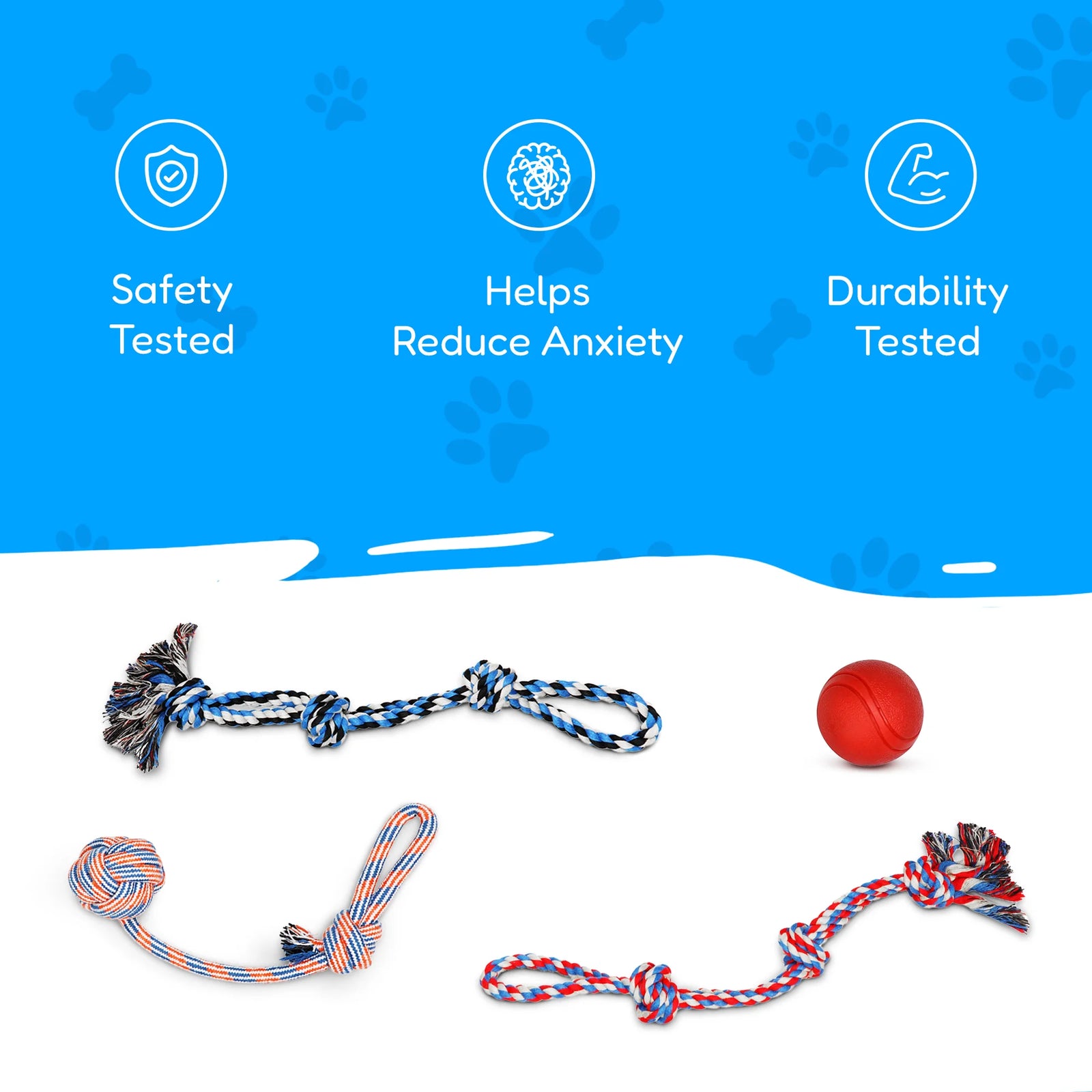 Dog Toy Pack of 4 Large Dog Toys for Aggressive Chewers - Dog Ropes & Ball