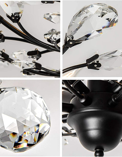 Load image into Gallery viewer, -Light Vintage Crystal Branches Chandeliers Black Ceiling Light Flush Mounted Fixture with 4 Light 160W 24.5&quot; Dia
