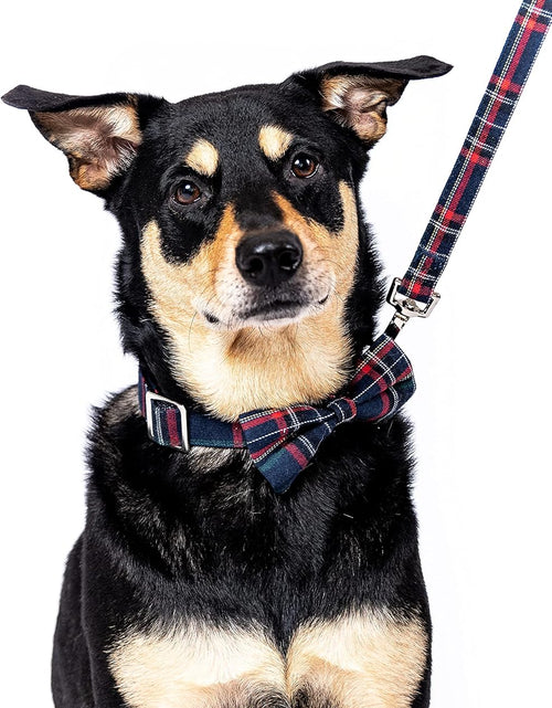 Load image into Gallery viewer, Scottish Tartan Bowtie Dog Collar &amp; Leash Set with Detachable Bow Tie for Girl or Boy Dogs Comfortable Plaid Pattern, Fully Adjustable, Great Pet Gift
