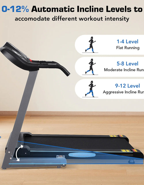 Load image into Gallery viewer, 2.5 HP Folding Treadmill with 12 Levels Auto Incline 8.5 Mph Speed 15 Preset Program, 220Lbs Max Weight, for Home Gym
