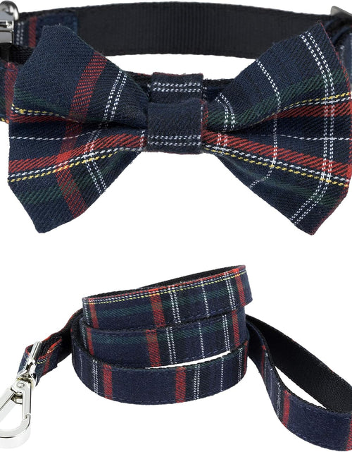 Load image into Gallery viewer, Scottish Tartan Bowtie Dog Collar &amp; Leash Set with Detachable Bow Tie for Girl or Boy Dogs Comfortable Plaid Pattern, Fully Adjustable, Great Pet Gift
