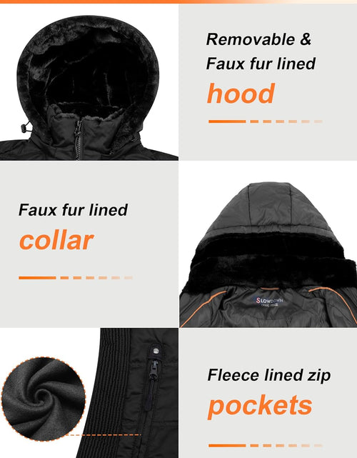 Load image into Gallery viewer, Women down Puffer Jacket with Hood Hooded Winter down Puffer Coat for Women with Faux-Fur Hood &amp; Collar
