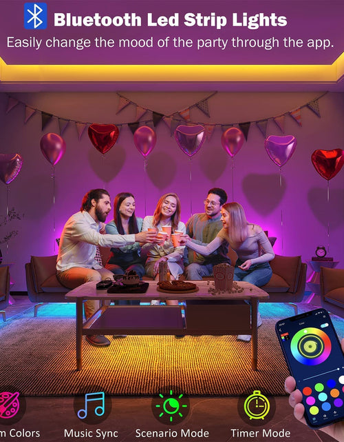 Load image into Gallery viewer, Led Lights for Bedroom 100Ft,  LED Lights with Remote and App Control Sync to Music 5050 RGB LED Strip Lights, LED Lights for Room Party Decoration
