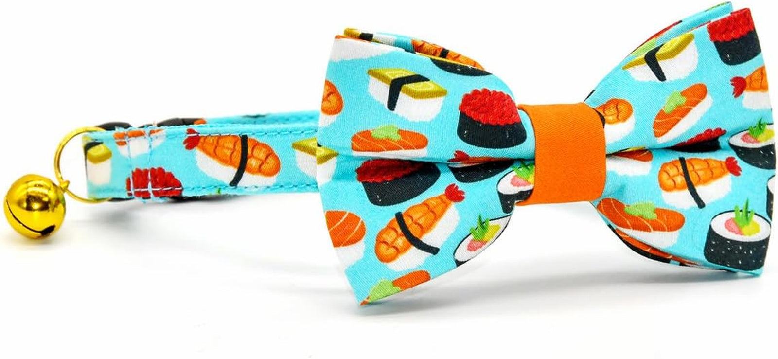 Sushi Cat Collar Bow Tie, Breakaway Safety Plastic Buckle, Bowtie Collar for Kitten (6"-10")