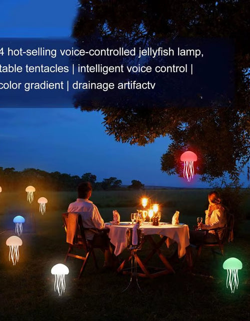 Load image into Gallery viewer, Jellyfish Night Light Cartoon Jellyfish Night Light Gradient Cute Jellyfish Bedside Lamp Voice Control Floating Jellyfish Lamp
