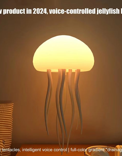 Load image into Gallery viewer, Jellyfish Night Light Cartoon Jellyfish Night Light Gradient Cute Jellyfish Bedside Lamp Voice Control Floating Jellyfish Lamp
