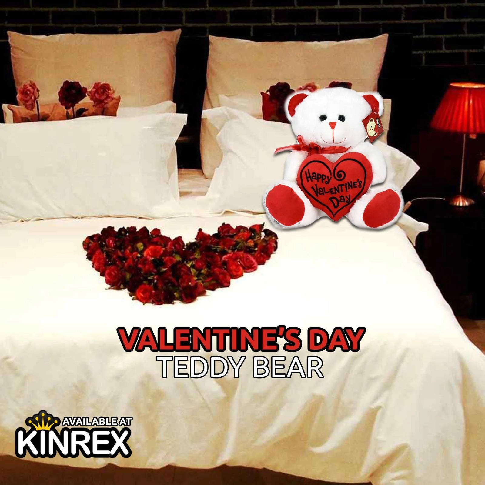 Soft Stuffed Teddy Bear - Happy Valentine'S Day Bear for Girlfriend, Boyfriend, Wife, Husband - White with Red Message