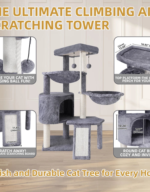 Load image into Gallery viewer, Cat Tree Cat Tower with Cat Scratching Posts,Activity Centre Climbing Tree Cat Furniture with Cat Condo and Two Hammocks,Beige
