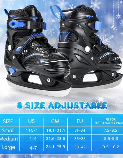 Load image into Gallery viewer, Adjustable Ice Skates - Kids Ice Skates for Beginners, Girls and Boys - Soft Padding and Reinforced Ankle Support - Fun Ice Hockey Lace-Up Skates for Outdoor and Rink
