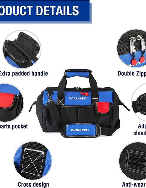 Load image into Gallery viewer, 14-Inch Tool Bag, Multi-Pocket Tool Organizer with Adjustable Shoulder Strap
