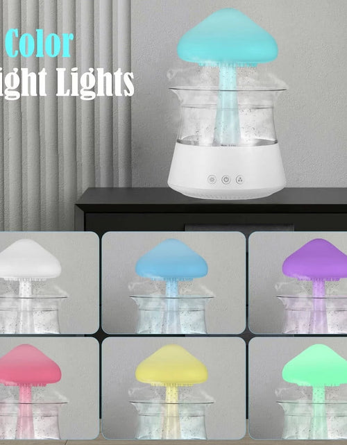 Load image into Gallery viewer, Waterfall Humidifier Water Drip， Rain Cloud Diffuser with 7 Colors LED Lights， Cloud Humidifier Rain Drop for Sleeping
