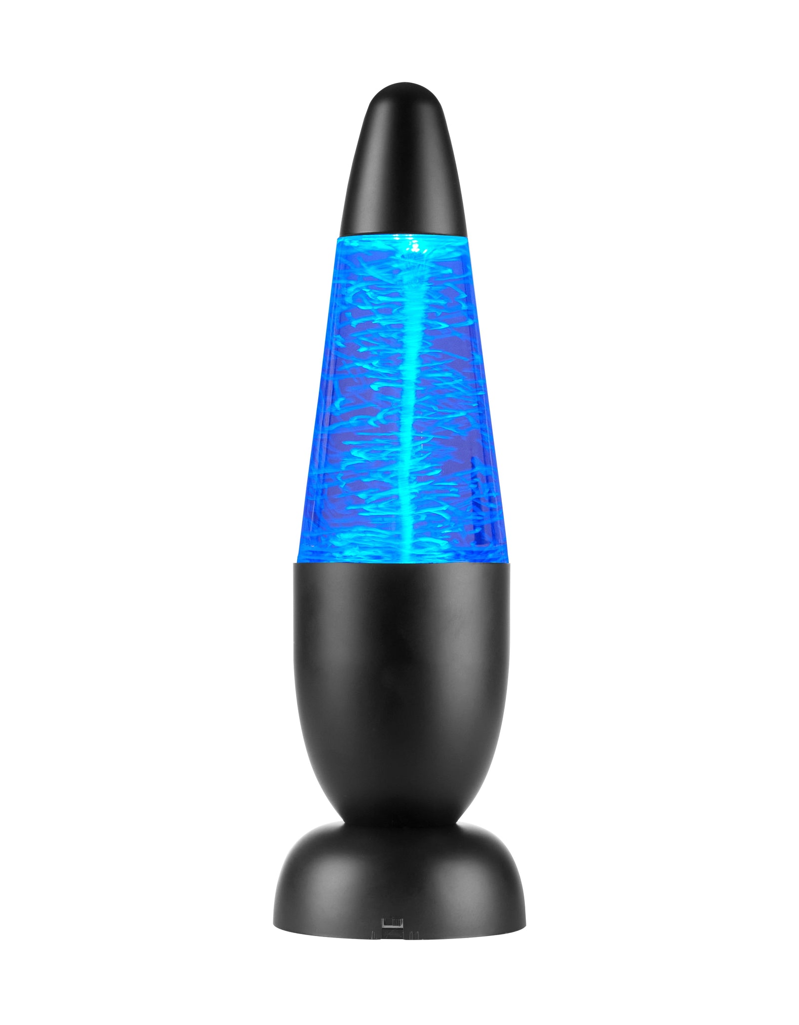 12" LED Tornado Lamp with Blue Glitter, Battery-Operated, Black Metal Base