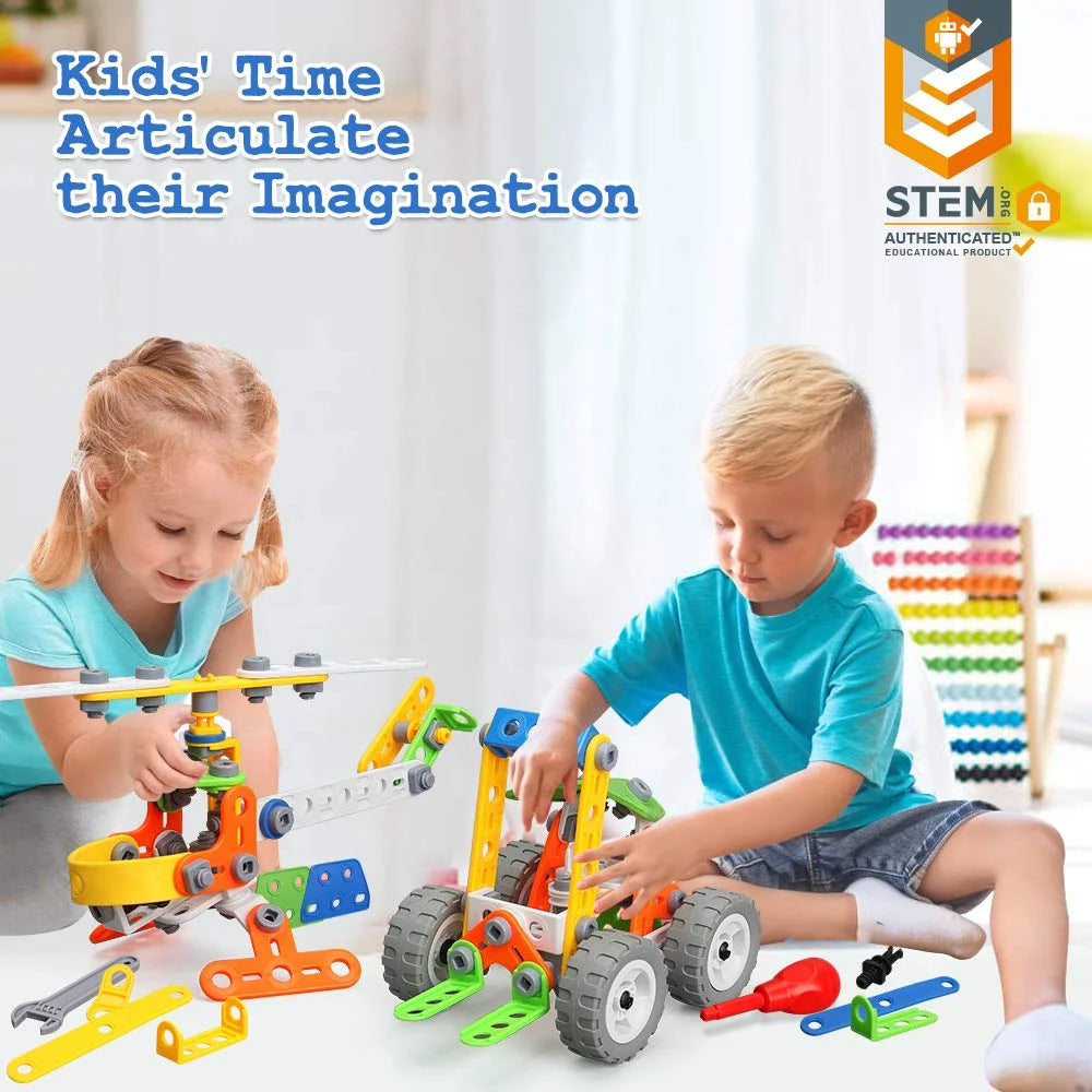 Building Blocks STEM Toys for 4 5 6 7 8+ Year Old Boys Erector Sets Kits Building Toys for Kids Age 4-8 6-8 5-7 8-10 Creative Learning Game Engineering Stem Projects Activities Gift