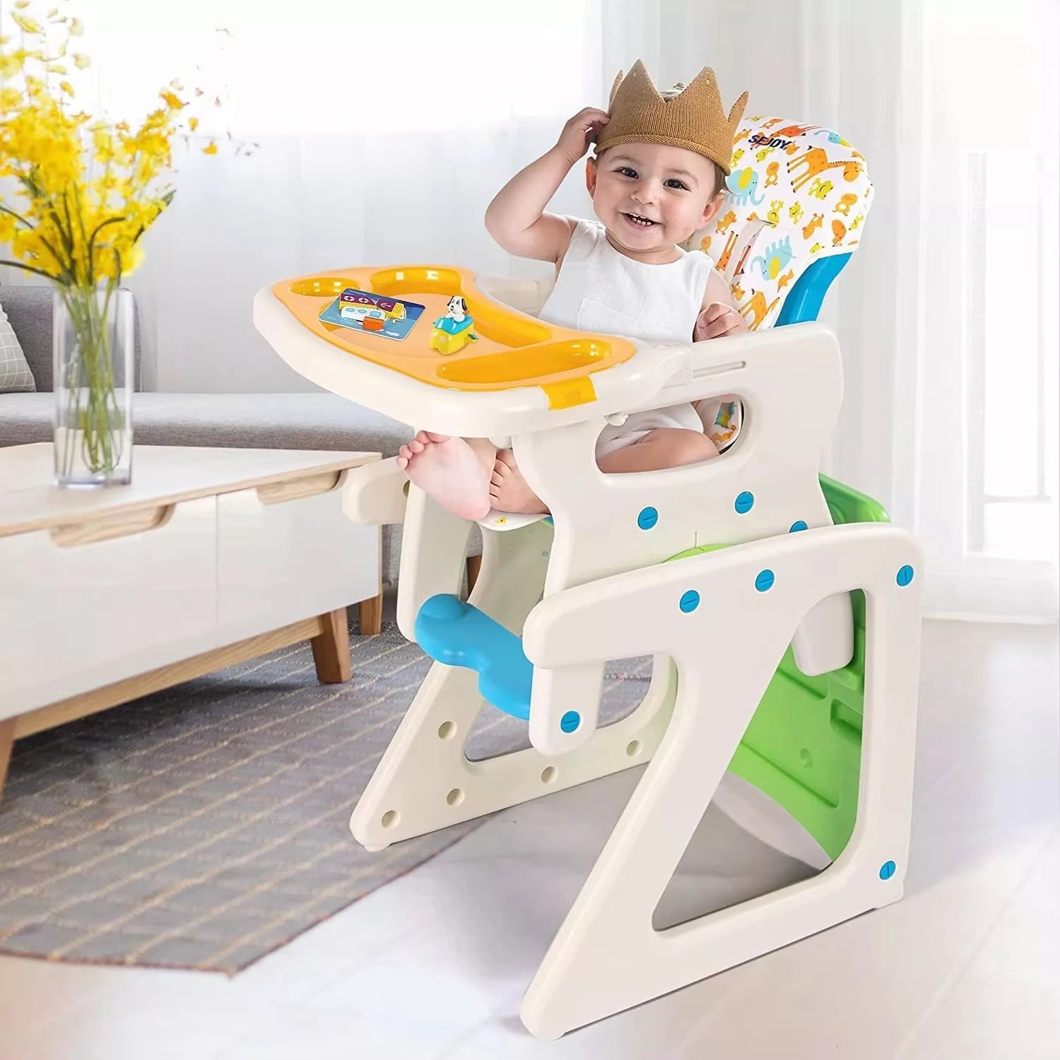 SEJOY High Chairs for Babies Toddlers 3-In-1 Baby High Chair Adjustable Backrest Infant Baby Feeding Chair for Eating