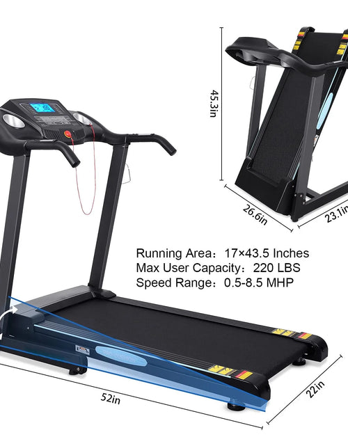 Load image into Gallery viewer, 2.5 HP Folding Treadmill with 12 Levels Auto Incline 8.5 Mph Speed 15 Preset Program, 220Lbs Max Weight, for Home Gym
