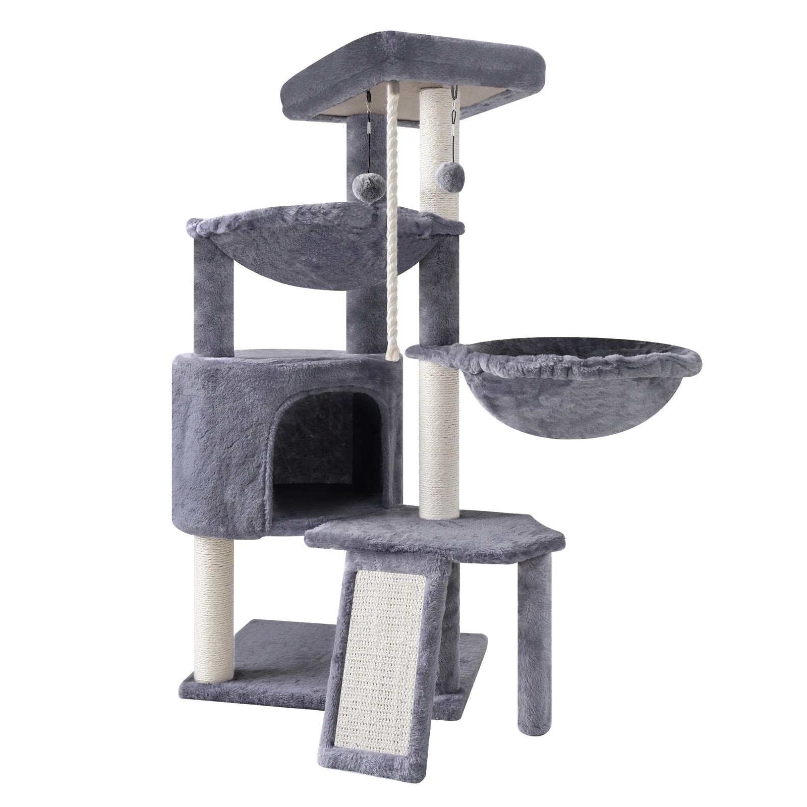 Cat Tree Cat Tower with Cat Scratching Posts,Activity Centre Climbing Tree Cat Furniture with Cat Condo and Two Hammocks,Beige