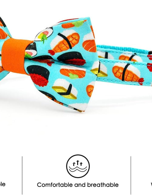 Load image into Gallery viewer, Sushi Cat Collar Bow Tie, Breakaway Safety Plastic Buckle, Bowtie Collar for Kitten (6&quot;-10&quot;)
