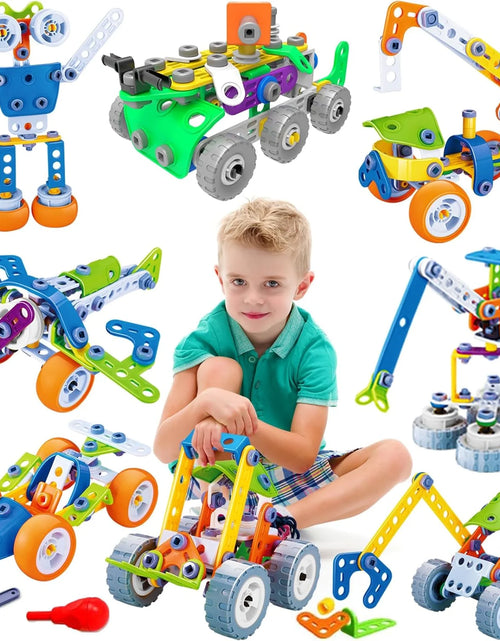 Load image into Gallery viewer, Building Blocks STEM Toys for 4 5 6 7 8+ Year Old Boys Erector Sets Kits Building Toys for Kids Age 4-8 6-8 5-7 8-10 Creative Learning Game Engineering Stem Projects Activities Gift
