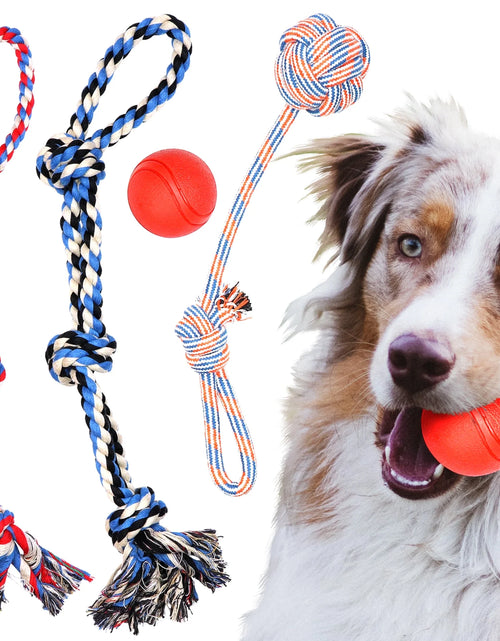 Load image into Gallery viewer, Dog Toy Pack of 4 Large Dog Toys for Aggressive Chewers - Dog Ropes &amp; Ball
