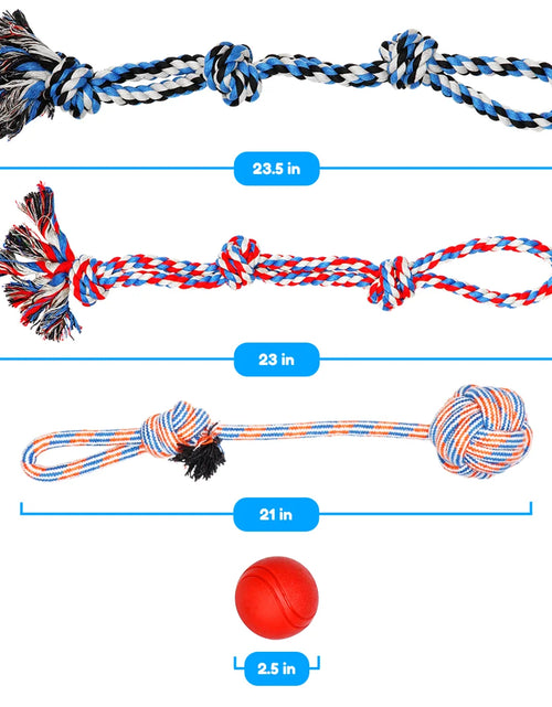 Load image into Gallery viewer, Dog Toy Pack of 4 Large Dog Toys for Aggressive Chewers - Dog Ropes &amp; Ball
