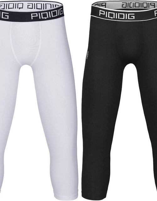 Load image into Gallery viewer, Youth Boys Compression Pants 3/4 Basketball Tights Sports Capris Leggings
