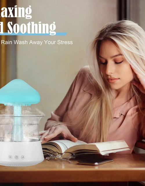 Load image into Gallery viewer, Waterfall Humidifier Water Drip， Rain Cloud Diffuser with 7 Colors LED Lights， Cloud Humidifier Rain Drop for Sleeping
