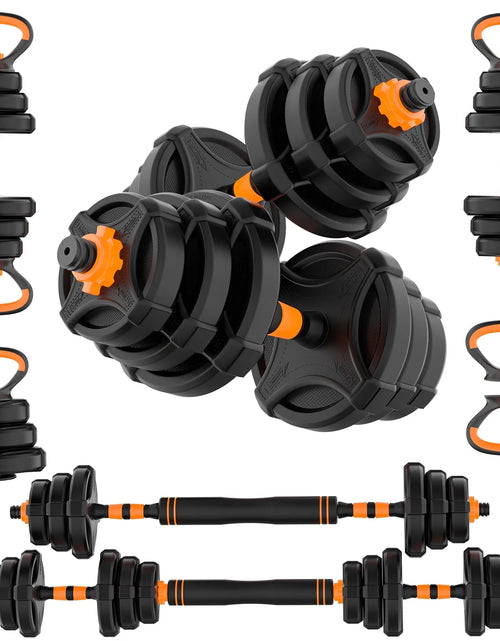 Load image into Gallery viewer, Adjustable Weight Dumbbell Set - 4 in 1 Free Weight Set with Connector - Dumbbells, Barbells, Kettlebells, Push-Up Bars for Full Body Workout and Muscle Toning
