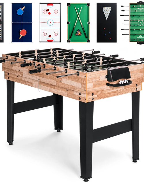 Load image into Gallery viewer, 2X4Ft 10-In-1 Combo Game Table Set W/ Hockey, Foosball, Pool, Shuffleboard, Ping Pong - Walnut
