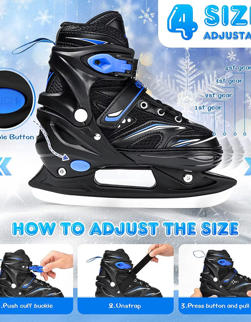 Load image into Gallery viewer, Adjustable Ice Skates - Kids Ice Skates for Beginners, Girls and Boys - Soft Padding and Reinforced Ankle Support - Fun Ice Hockey Lace-Up Skates for Outdoor and Rink
