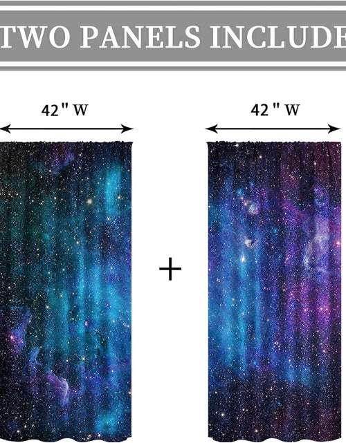 Load image into Gallery viewer, Kids Galaxy Outer Space Nebula Curtains 42W X 63L Inch Rod Pocket Blue Universe Planets Boys Girls Constellation Fantasy Starry Cosmic Trippy Bedroom Living Room Window Drapes Fabric 2 Panels
