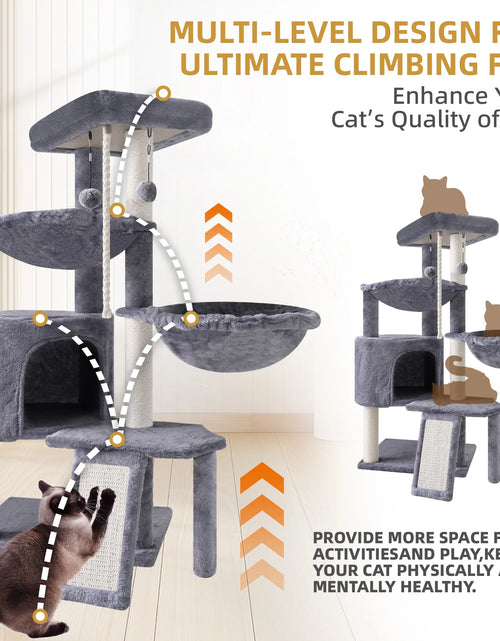 Load image into Gallery viewer, Cat Tree Cat Tower with Cat Scratching Posts,Activity Centre Climbing Tree Cat Furniture with Cat Condo and Two Hammocks,Beige
