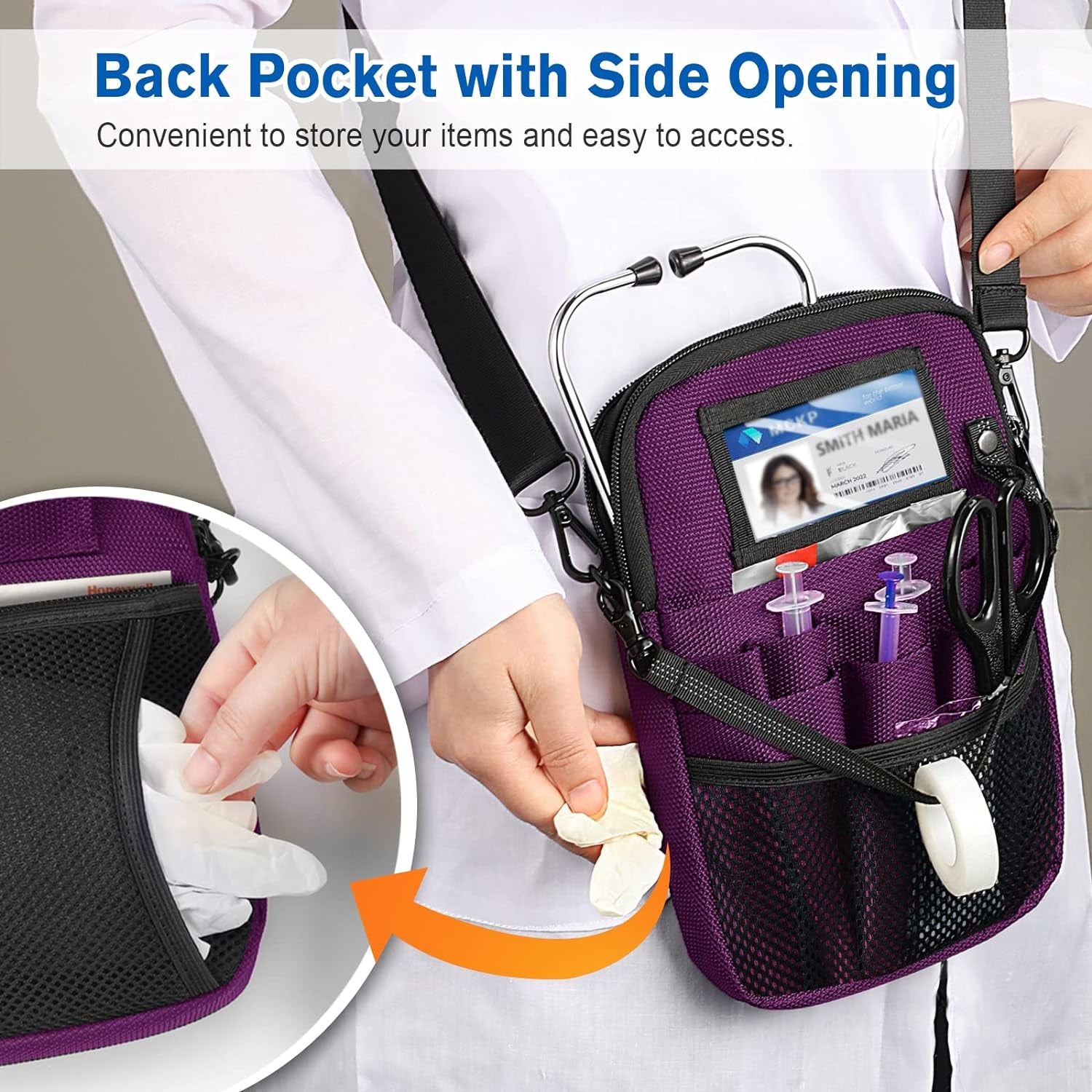 Nurse Fanny Pack with Tape Holder,  Multi Compartment Medical Gear Pocket Belt Bag Nursing Organizer Pouch | Utility Waist Pack for Stethoscopes, Bandage Scissors Other Medical Supplies, Purple