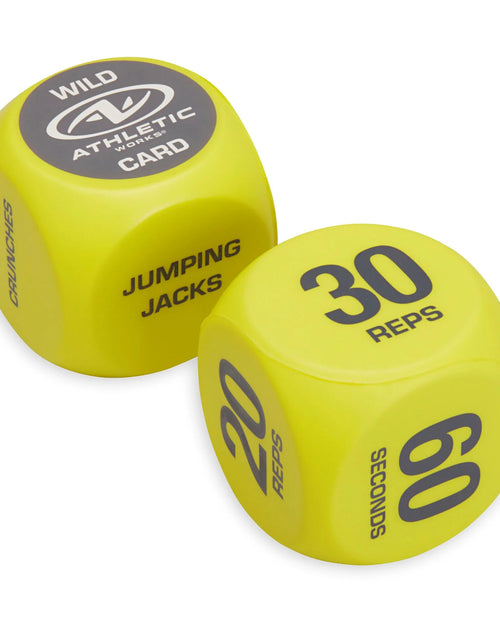 Load image into Gallery viewer, Exercise Workout Dice, 6-Sided, Foam, 2 Pack, Yellow, Adult, Ages 18+
