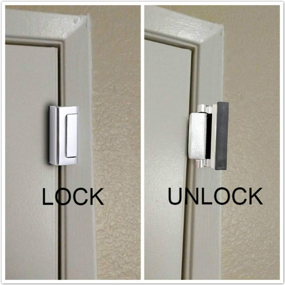 2 Pack Door Reinforcement Locks with 8 Screws, Home Security Door Lock for Toddler, Childproof Door Lock Night Lock Withstand 800 Lbs Silver