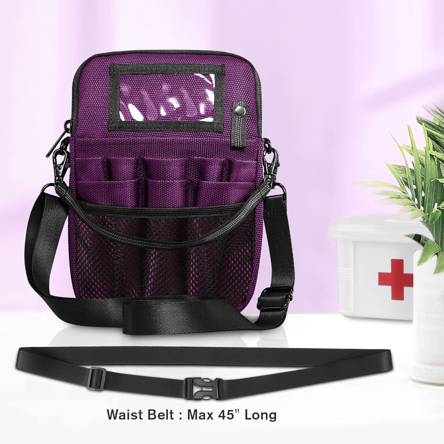 Nurse Fanny Pack with Tape Holder,  Multi Compartment Medical Gear Pocket Belt Bag Nursing Organizer Pouch | Utility Waist Pack for Stethoscopes, Bandage Scissors Other Medical Supplies, Purple