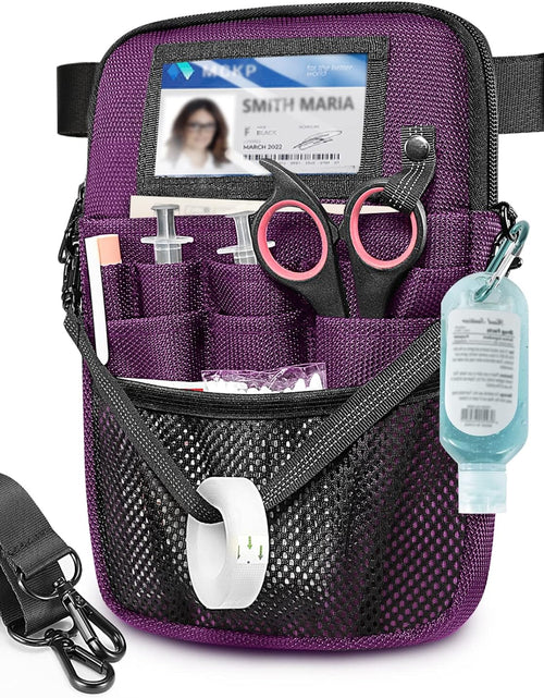 Load image into Gallery viewer, Nurse Fanny Pack with Tape Holder,  Multi Compartment Medical Gear Pocket Belt Bag Nursing Organizer Pouch | Utility Waist Pack for Stethoscopes, Bandage Scissors Other Medical Supplies, Purple
