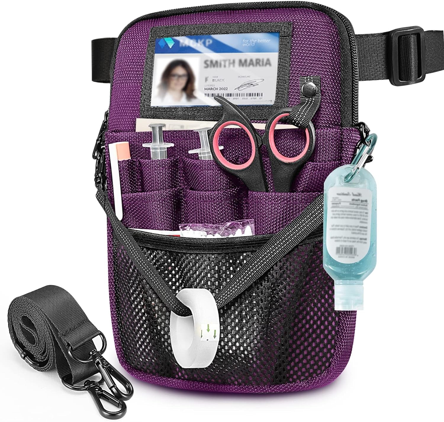 Nurse Fanny Pack with Tape Holder,  Multi Compartment Medical Gear Pocket Belt Bag Nursing Organizer Pouch | Utility Waist Pack for Stethoscopes, Bandage Scissors Other Medical Supplies, Purple