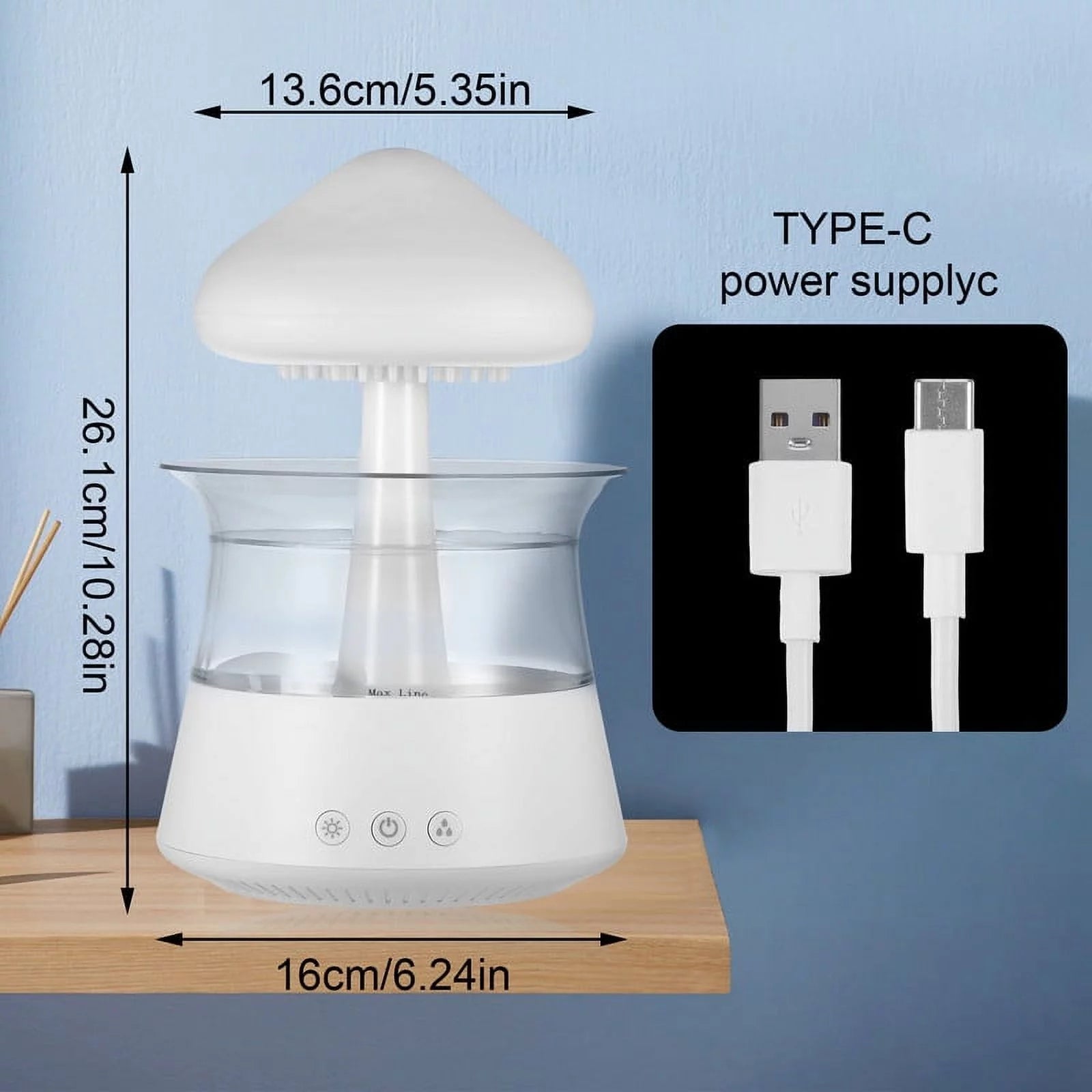 Waterfall Humidifier Water Drip， Rain Cloud Diffuser with 7 Colors LED Lights， Cloud Humidifier Rain Drop for Sleeping