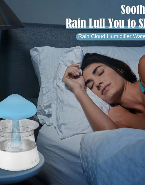 Load image into Gallery viewer, Waterfall Humidifier Water Drip， Rain Cloud Diffuser with 7 Colors LED Lights， Cloud Humidifier Rain Drop for Sleeping
