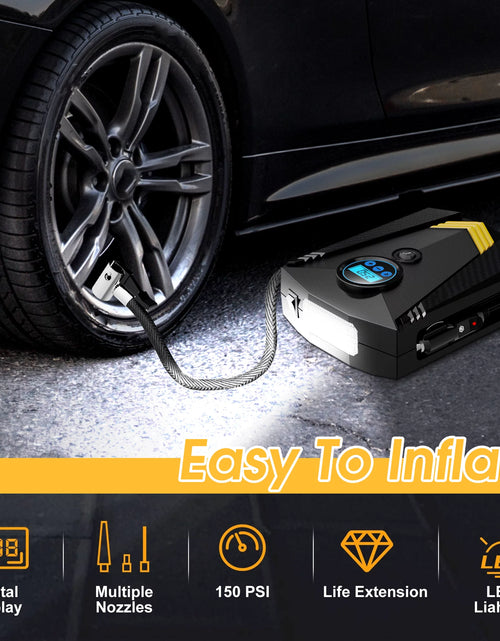 Load image into Gallery viewer, Tire Inflator, Portable Air Compressor for Car, Auto Air Pump with LED Light Gauge 12V DC, 150PSI Tire Pump Electric Air Pump Tire Inflator for Car, Bicycle, Motorcycle,Balls,Balloons, Black
