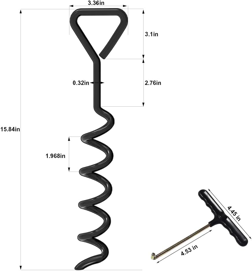 USA Trampoline Stakes Heavy Duty Trampoline Mats Corkscrew Shape Steel Stakes Anchor Kit with T Hook for Trampolines