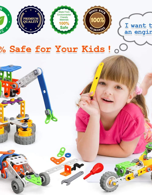 Load image into Gallery viewer, Building Blocks STEM Toys for 4 5 6 7 8+ Year Old Boys Erector Sets Kits Building Toys for Kids Age 4-8 6-8 5-7 8-10 Creative Learning Game Engineering Stem Projects Activities Gift
